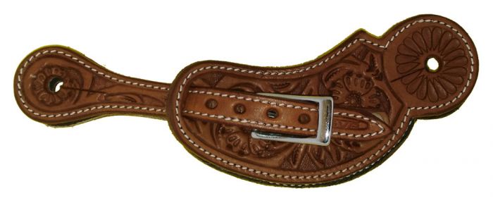 Kids Spur Straps Chestnut Flower Tooling