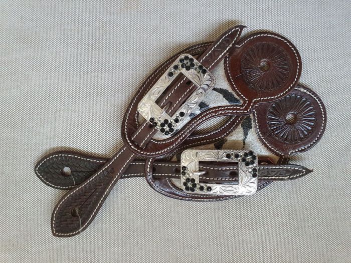 Custom Spurstrap with CowHide Inlay - Zebra