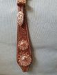 Custom Two Ear Headstall with Flower Tooling - Rose-Gold - Peach