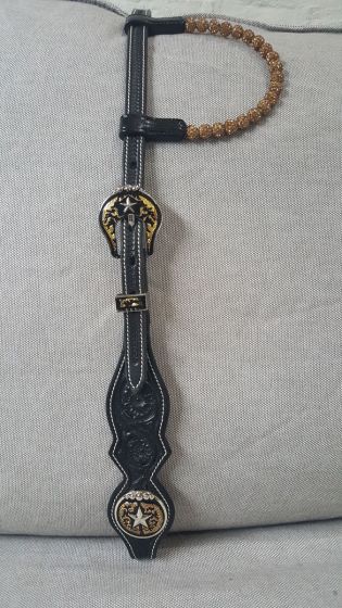 Custom black and gold show headstall