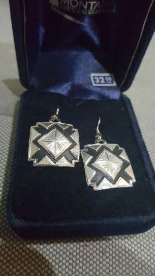 Montana Silversmith Square Silver Black Earrings