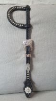 Custom Black Two Ear Headstall with Crystals