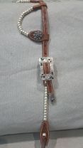 Custom Two Ear Chestnut Headstall Silverballs with Black Crystals
