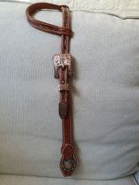 Custom Antique Chestnut Two Ear Headstall with Antique Copper