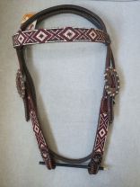 Custom Browband Headstall with AZTEC beads - Antique Copper