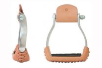 Aluminum Stirrup with Leather and Rubber Tread