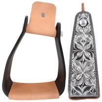 Cashel Engraved Crooked Stirrup Black