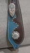 Custom Two Ear Headstall Blue/Brown with Crystals