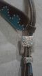 Custom Two Ear Headstall Blue/Brown with Crystals