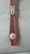 Custom Antique Chestnut Two Ear Headstall  with Pink Crystals