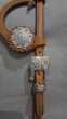 Custom Herman Oak Two Ear Headstall with Multicolor Crystals