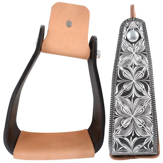 Cashel Engraved Crooked Stirrup Black