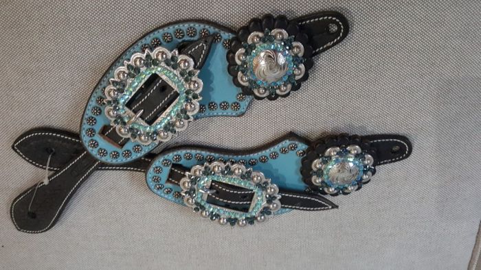 Custom blue/black spurstraps